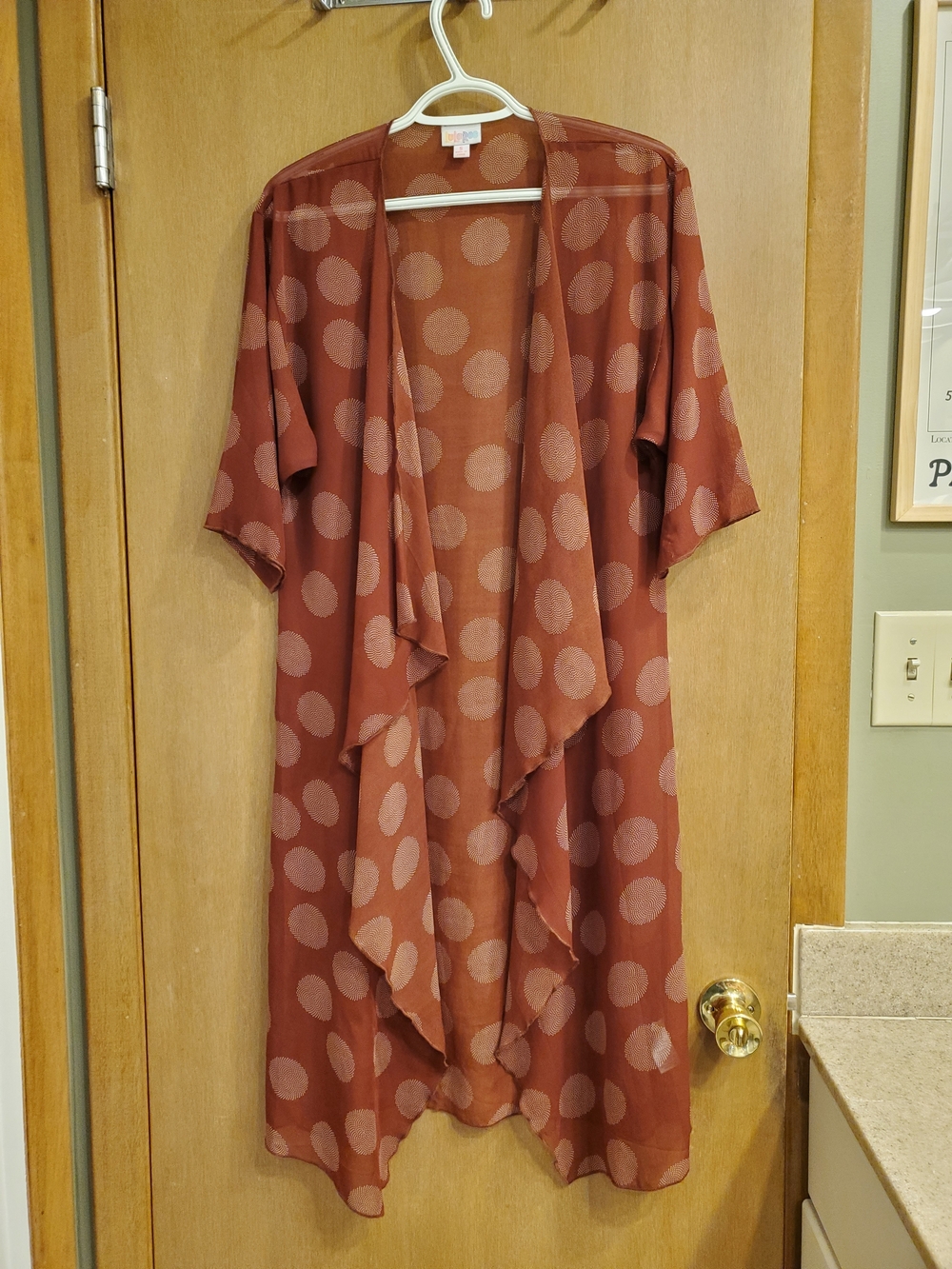 LuLaRoe Rust Polka Dot Lightweight Kimono